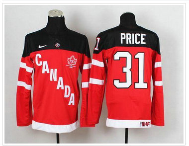 Olympic CA. #31 Carey Price Red 100th Anniversary Stitched NHL Jersey