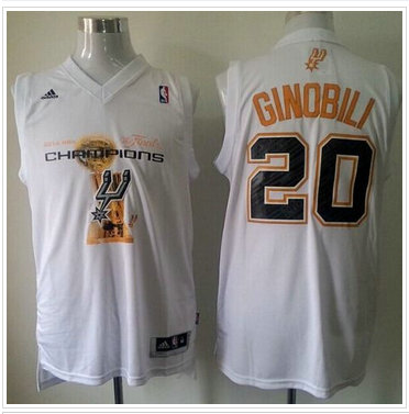 San Antonio Spurs 20 Manu Ginobili White 2014 NBA Finals Champions Stitched NBA Jersey