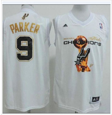 San Antonio Spurs #9 Tony Parker White 2014 NBA Finals Champions Stitched NBA Jersey