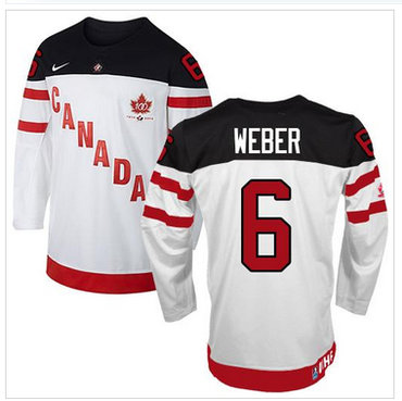 Olympic CA. #6 Shea Weber White 100th Anniversary Stitched NHL Jersey