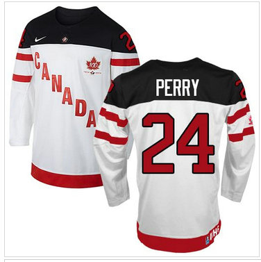 Olympic CA. #24 Corey Perry White 100th Anniversary Stitched NHL Jersey