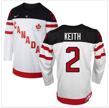 Olympic CA. #2 Duncan Keith White 100th Anniversary Stitched NHL Jersey