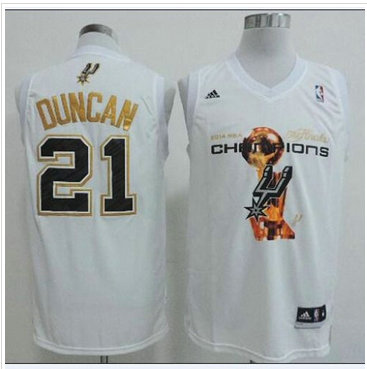 San Antonio Spurs #21 Tim Duncan White 2014 NBA Finals Champions Stitched NBA Jersey