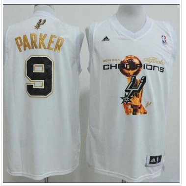 San Antonio Spurs #9 Tony Parker White 2014 NBA Finals Champions Stitched NBA Jersey