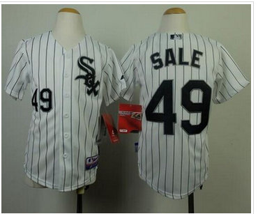 Chicago White Sox #49 Chris Sale White(Black Strip) Cool Base Stitched Youth Baseball Jersey