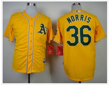 Oakland Athletics #36 Derek Norris Yellow Cool Base Stitched Baseball Jersey