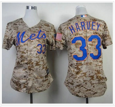 Women's New York Mets #33 Matt Harvey Camo Fashion Stitched Baseball Jersey