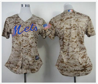Women's New York Mets Blank Camo Fashion Stitched Baseball Jersey