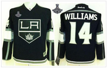 Youth NHL Los Angeles Kings #14 Justin Williams Black Home 2014 Stanley Cup Champions Jersey