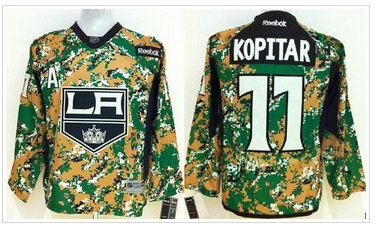 Youth NHL Los Angeles Kings #11 Anze Kopitar Camo Veterans Day Practice Jersey