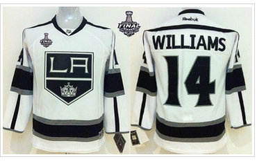 Youth NHL Los Angeles Kings #14 Justin Williams White Road 2014 Stanley Cup Finals Jersey