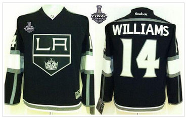 Youth NHL Los Angeles Kings #14 Justin Williams Black Home 2014 Stanley Cup Finals Jersey