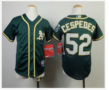 Youth Oakland Athletics #52 Yoenis Cespedes Green Cool Base Jersey