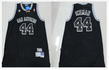 San Antonio Spurs #44 George Gervin Black Iceman Nickname Stitched NBA Jersey