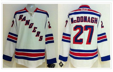 Youth NHL New York #27 Ryan McDonagh White Stitched Jersey