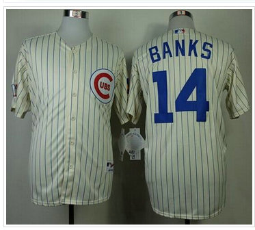 Chicago Cubs #14 Ernie Banks Cream 1969 Turn Back The Clock Stitched Baseball Jersey