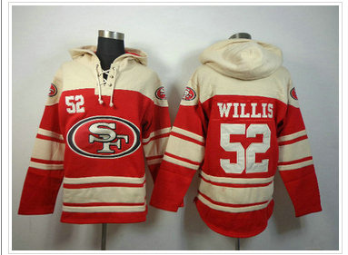 San Francisco 49ers #52 Patrick Willis Red Sawyer Hooded Sweatshirt Stitched Jersey