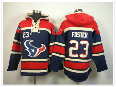 Houston Texans #23 Arian Foster Red-Blue Sawyer Hooded Sweatshirt Stitched Jersey