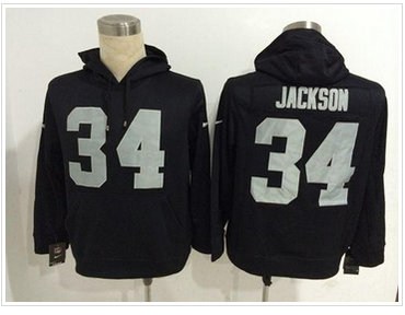 Oakland Raiders #34 Bo Jackson Black Pullover NFL Hoodie