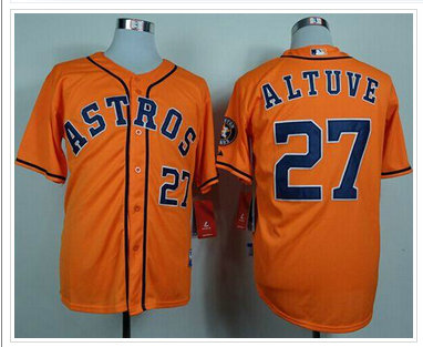 Houston Astros #27 Jose Altuve Orange Cool Base Stitched Baseball Jersey