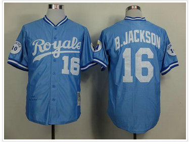 Kansas City Royals #16 Bo Jackson Mitchell and Ness Light Blue Throwback Baseball Jersey