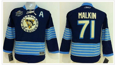 Youth NHL Pittsburgh Penguins #71 Evgeni Malkin 2011 Winter Classic Vintage Dark Blue Jersey
