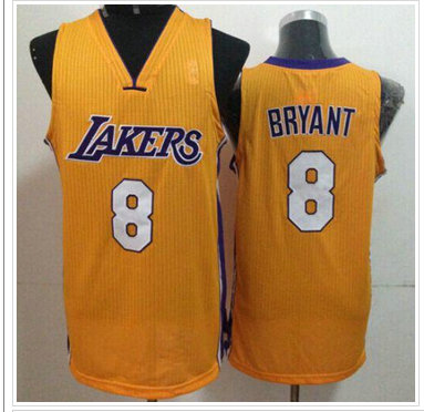 Los Angeles Lakers #8 Kobe Bryant Gold Throwback Stitched NBA Jersey