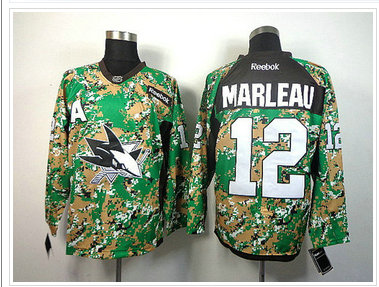 San Jose Sharks #12 Patrick Marleau Camo Veterans Day Practice NHL Jersey