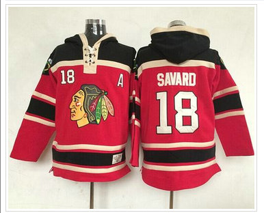 Chicago Blackhawks #18 Denis Savard Red Sawyer Hooded Sweatshirt NHL Jersey