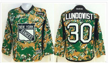 Youth NHL New York Rangers #30 Henrik Lundqvist Camo Veterans Day Practice NHL Jersey