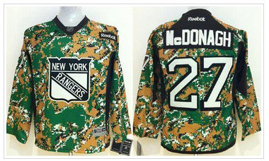 Youth NHL New York Rangers #27 Ryan McDonagh Camo Veterans Day Practice NHL Jersey