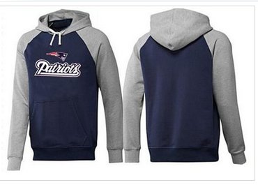 New England Patriots Authentic Logo Pullover Hoodie Dark Blue & Grey