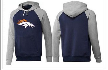 Denver Broncos Logo Pullover Hoodie Dark Blue & Grey