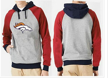Denver Broncos Logo Pullover Hoodie Grey & Red