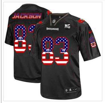 NEW Buccaneers #83 Vincent Jackson Black With MG Patch Stitched NFL Elite USA Flag Fashion Jersey