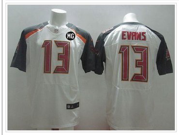 NEW Buccaneers #13 Mike Evans White With MG Patch Stitched NFL New Elite Jersey