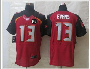 NEW Buccaneers #13 Mike Evans Red Team Color With MG Patch Stitched NFL New Elite Jersey