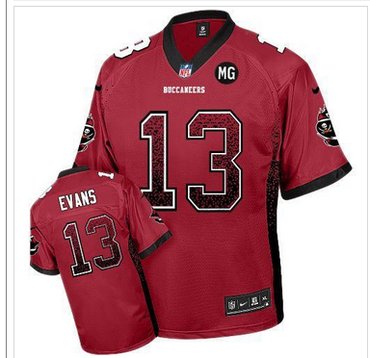 NEW Buccaneers #13 Mike Evans Red Team Color With MG Patch Stitched NFL Elite Drift Fashion Jersey