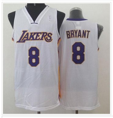 Los Angeles Lakers #8 Kobe Bryant White Throwback Stitched NBA Jersey