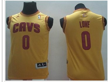 Youth NBA Revolution 30 Cavaliers #0 Kevin Love Gold Stitched Jersey