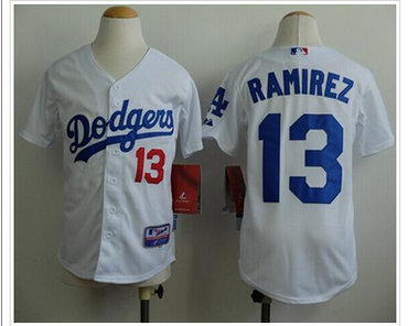 Youth MLB Los Angeles Dodgers #13 Hanley Ramirez White Cool Base Stitched Baseball Jersey