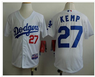 Youth MLB Los Angeles Dodgers #27 Matt Kemp White Cool Base Stitched Baseball Jersey