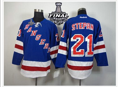 New York Rangers #21 Derek Stepan Blue With 2014 Stanley Cup Finals NHL Jersey New York Rangers #21 Derek Stepan Blue With 2014 Stanley Cup Finals NHL Jersey