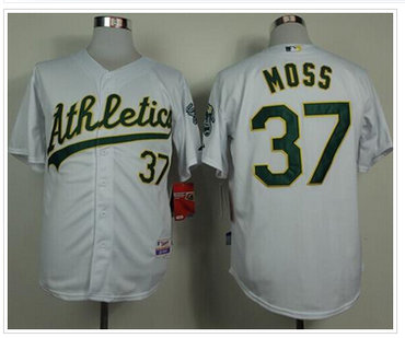 Oakland Athletics #37 Brandon Moss White Cool Base Stitched Baseball Jersey