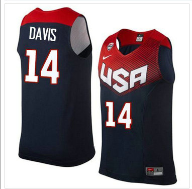 NEW 2014 Team USA #14 Anthony Davis Dark Blue Stitched NBA Jersey