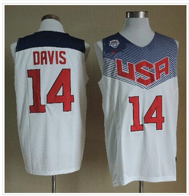 NEW 2014 Team USA #14 Anthony Davis White Stitched NBA Jersey