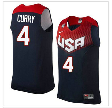 NEW 2014 Team USA #4 Stephen Curry Dark Blue Stitched NBA Jersey