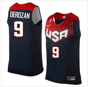 NEW 2014 Team USA #9 DeMar DeRozan Dark Blue Stitched NBA Jersey