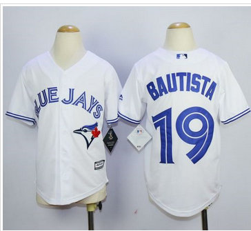 Youth Blue Jays #19 Jose Bautista White New Cool Base Stitched Baseball Jersey