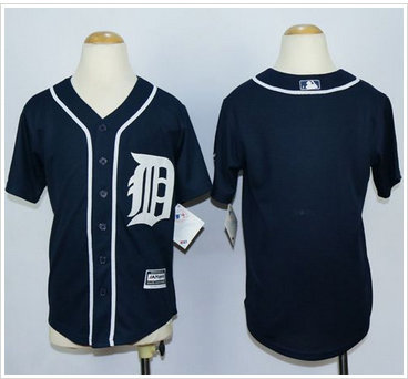 Youth Tigers Blank Navy Blue Cool Base Stitched MLB Jersey